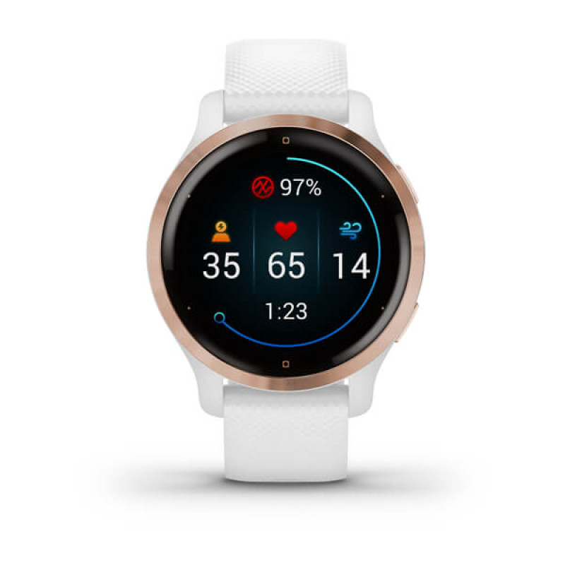 Garmin Venu 2S Rose Gold Bezel with White Case and Silicone Band