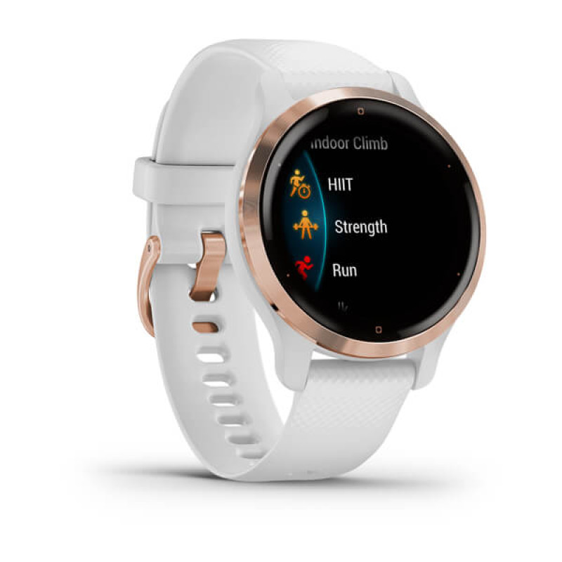 Garmin Venu 2S Rose Gold Bezel with White Case and Silicone Band