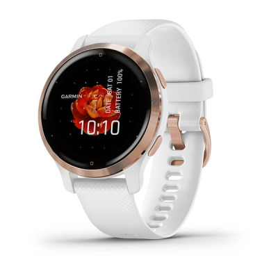 Garmin Venu 2S Rose Gold Bezel with White Case and Silicone Band