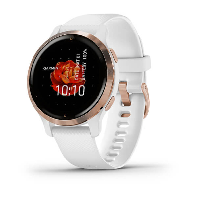 Garmin Venu 2S Rose Gold Bezel with White Case and Silicone Band