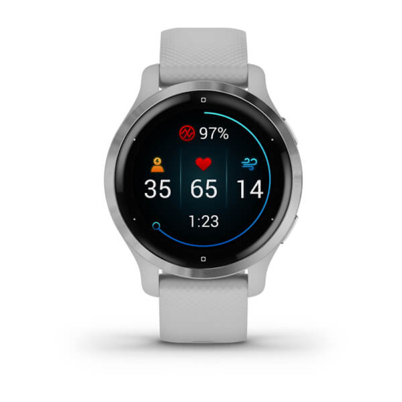 Garmin Venu 2S Silver Bezel with Mist Gray Case and Silicone Band