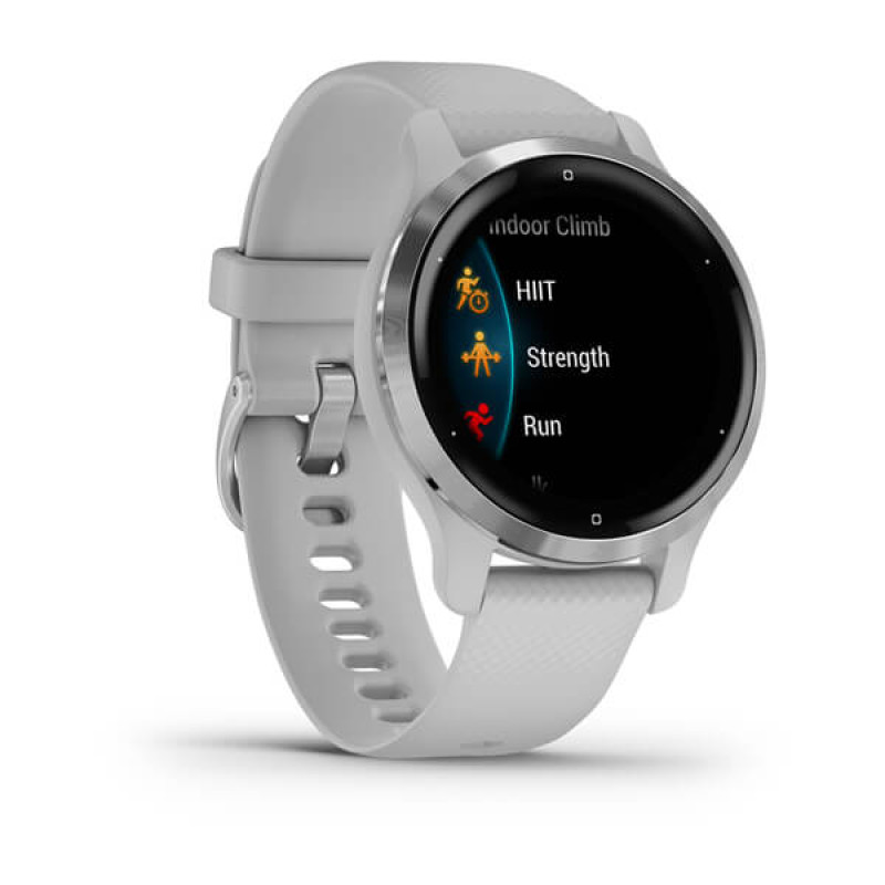 Garmin Venu 2S Silver Bezel with Mist Gray Case and Silicone Band