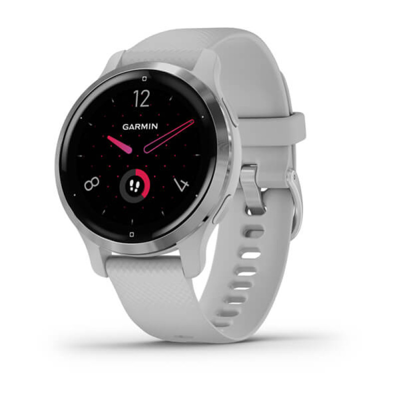 Garmin Venu 2S Silver Bezel with Mist Gray Case and Silicone Band