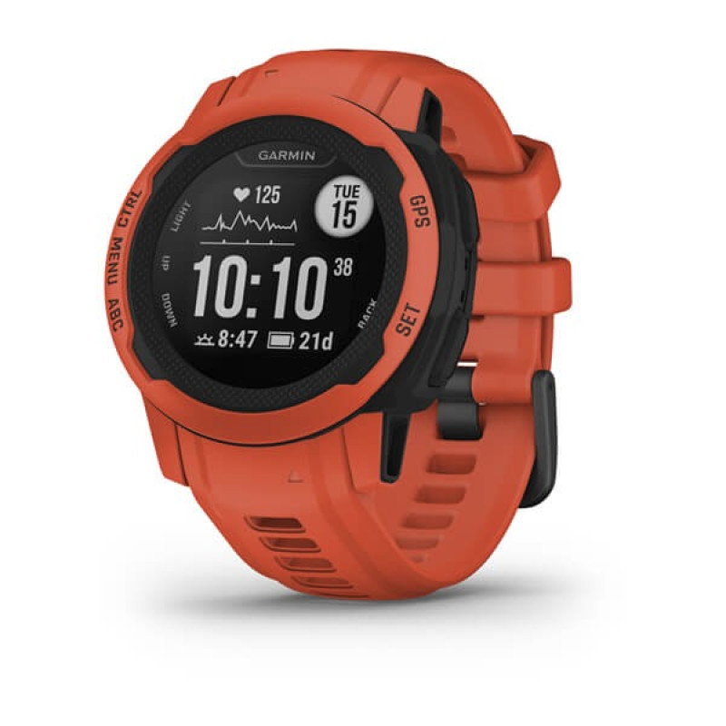 Смарт-годинник Garmin Instinct 2S з червоним силіконовим ремінцем