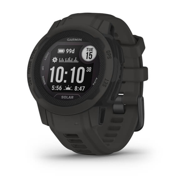 Смарт-годинник Garmin Instinct 2S Solar з силіконовим ремінцем кольору графіт