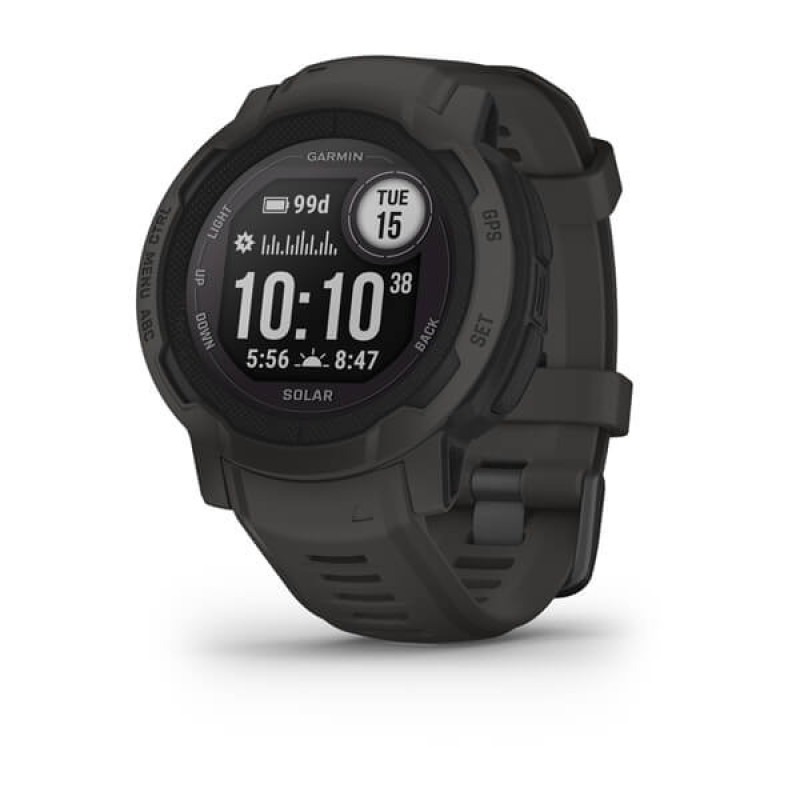 Смарт-годинник Garmin Instinct 2 Solar з силіконовим ремінцем кольору графіт