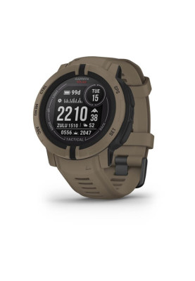 Смарт-годинник Garmin Instinct 2 Solar Tactical Edition з коричневим силіконовим ремінцем