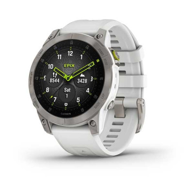 Смарт-годинник Epix 2 Sapphire білий титановий з білим силіконовим ремінцем