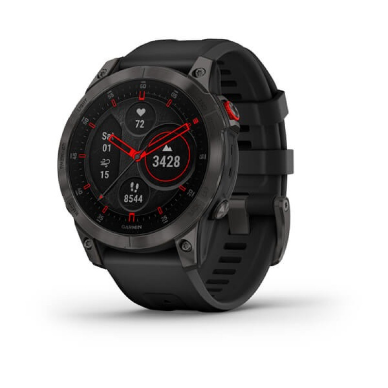 Смарт-годинник Epix 2 Sapphire чорний титановий з чорним силіконовим ремінцем