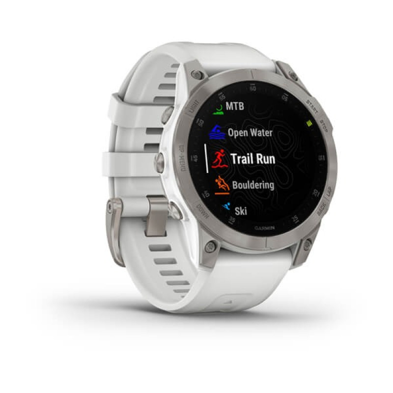 Смарт-годинник Epix 2 Sapphire білий титановий з білим силіконовим ремінцем