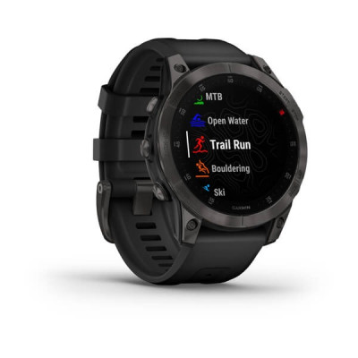 Смарт-годинник Epix 2 Sapphire чорний титановий з чорним силіконовим ремінцем