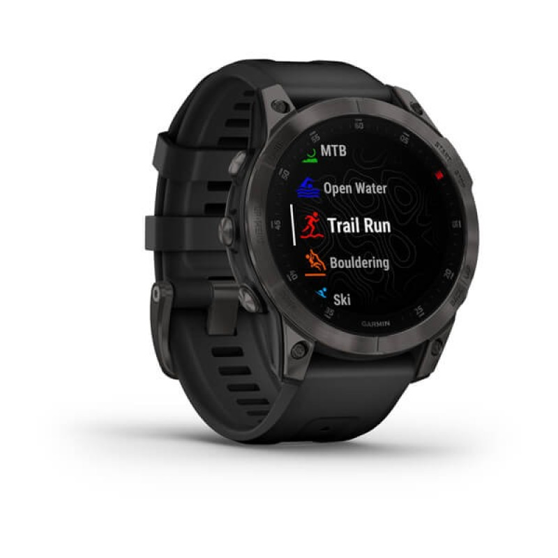 Смарт-годинник Epix 2 Sapphire чорний титановий з чорним силіконовим ремінцем