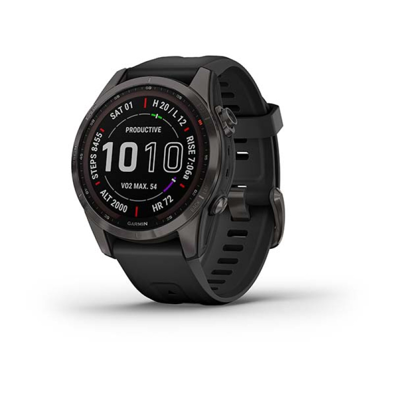 Garmin Fenix 7S Sapphire Solar Carbon Gray DLC Titanium with Black Band