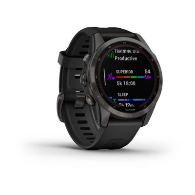 Garmin Fenix 7S Sapphire Solar Carbon Gray DLC Titanium with Black Band