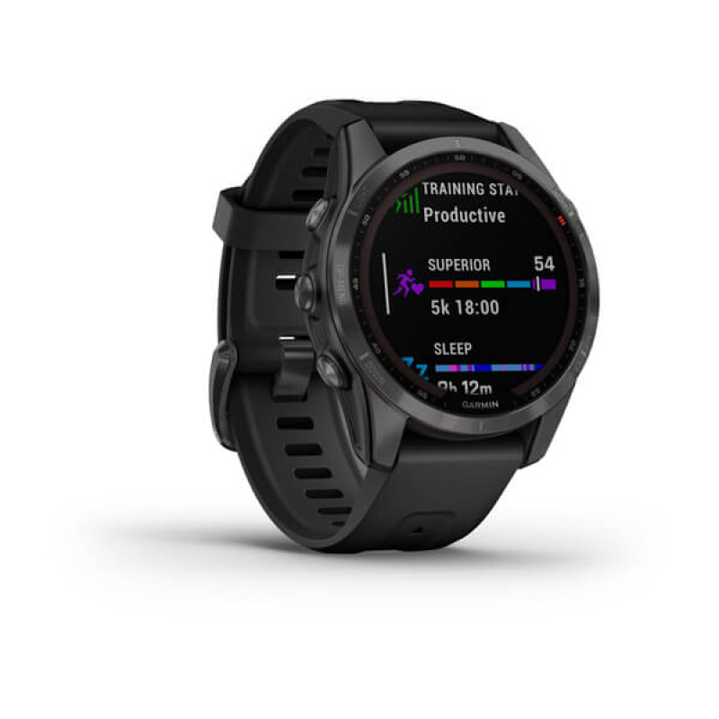 Garmin Fenix 7S Sapphire Solar Carbon Gray DLC Titanium with Black Band