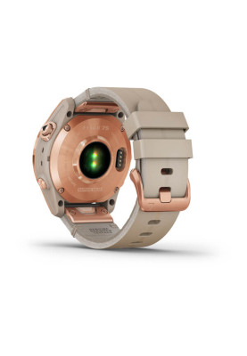 Garmin Fenix 7S Sapphire Solar Rose Gold Titanium with Limestone Leather Band (includes limestone silicone band)