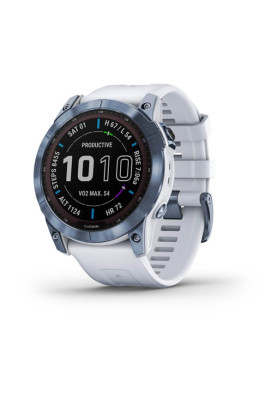 Garmin Fenix 7X Sapphire Solar Mineral Blue DLC Titanium with Whitestone Band