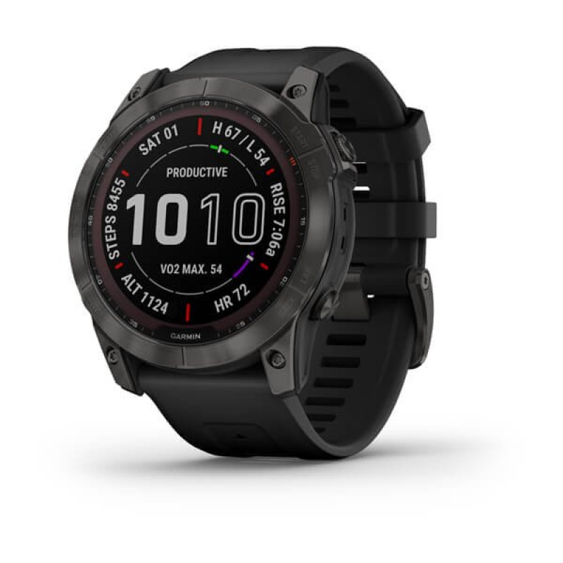 Garmin Fenix 7X Sapphire Solar Carbon Gray DLC Titanium with Black Band
