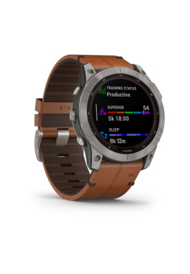Garmin Fenix 7X,Sapphire Solar Titanium with Chestnut Leather Band (includes graphite silicone band)