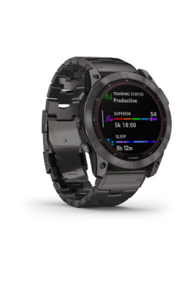 Garmin Fenix 7X,Sapphire Solar Carbon Gray DLC Titanium with Titanium Band (includes black silicone band)