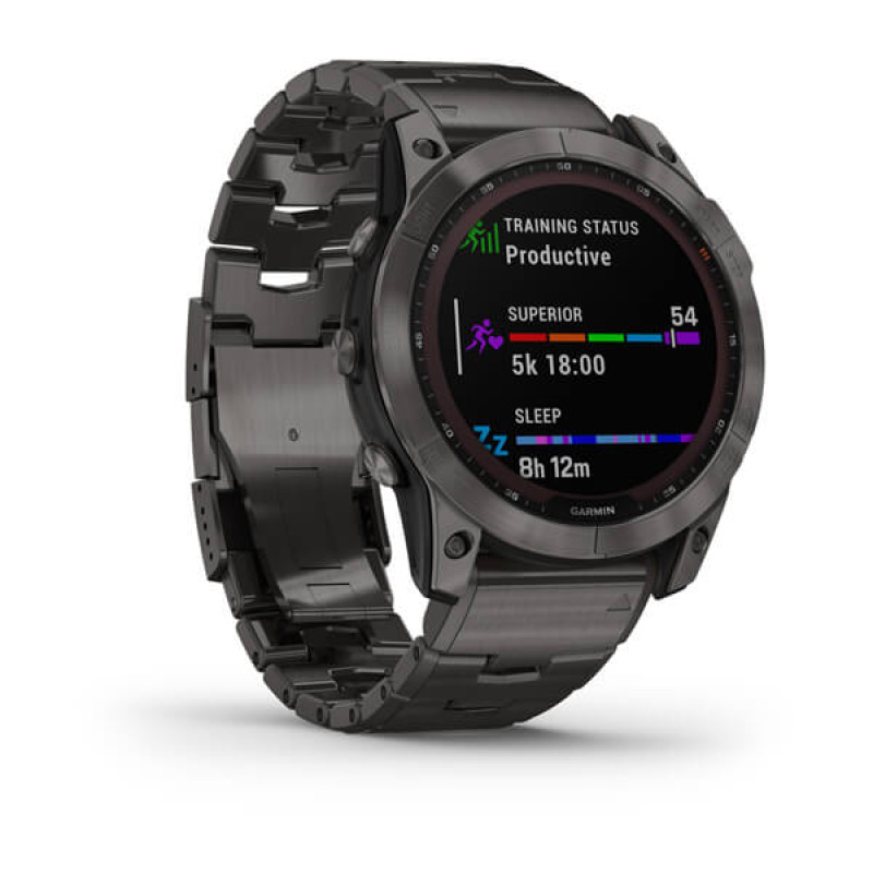 Garmin Fenix 7X,Sapphire Solar Carbon Gray DLC Titanium with Titanium Band (includes black silicone band)