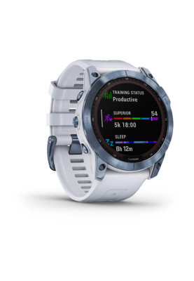 Garmin Fenix 7X Sapphire Solar Mineral Blue DLC Titanium with Whitestone Band