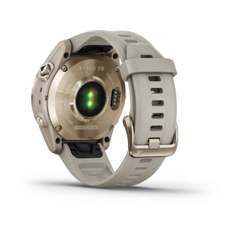 Garmin Fenix 7S Sapphire Solar Cream Gold Titanium with Light Sand Band