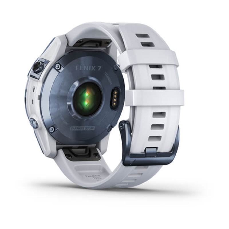 Garmin Fenix 7 Sapphire Solar Mineral Blue DLC Titanium with Whitestone Band