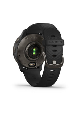 Garmin Venu 2 Plus Slate Stainless Steel Bezel with Black Case and Silicone Band