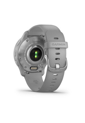 Garmin Venu 2 Plus Silver Stainless Steel Bezel with Powder Gray Case and Silicone Band