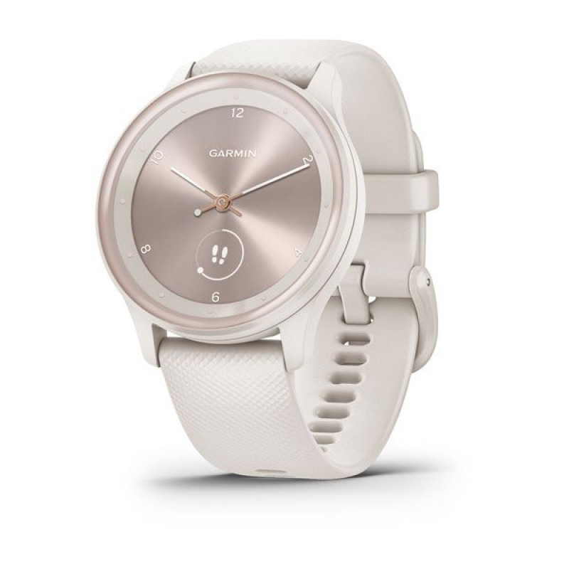 Garmin Vivomove Sport Ivory Case and Silicone Band with Peach Gold Accents