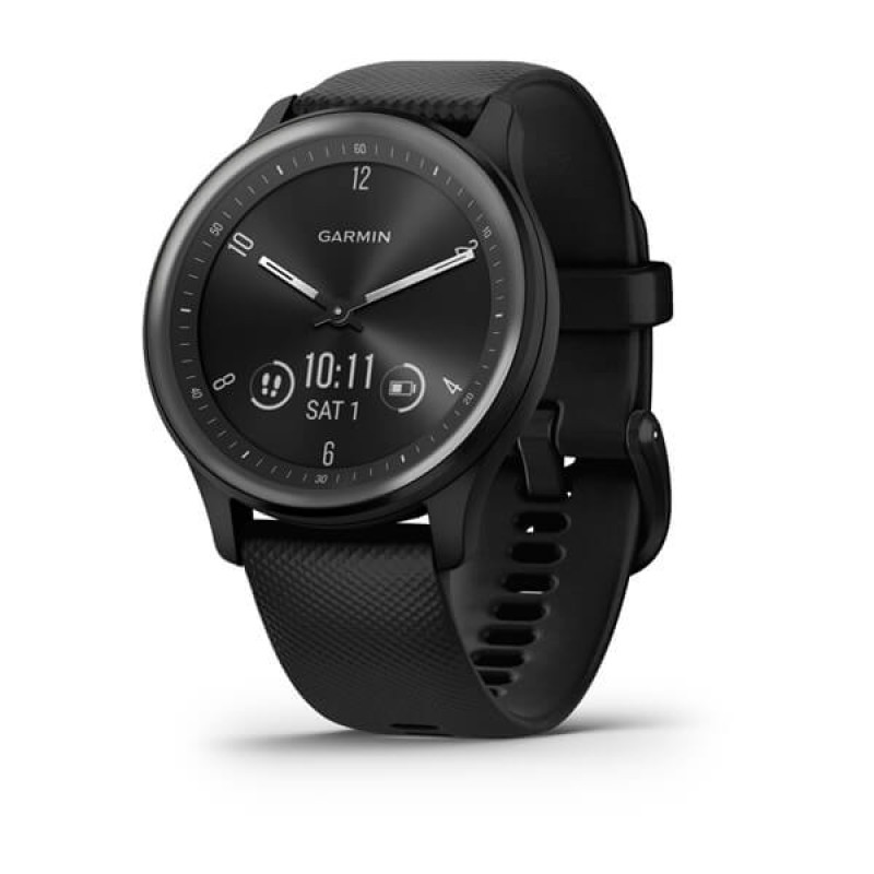 Garmin Vivomove Sport Black Case and Silicone Band with Slate Accents