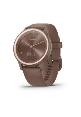 Garmin Vivomove Sport Cocoa Case and Silicone Band with Peach Gold Accents