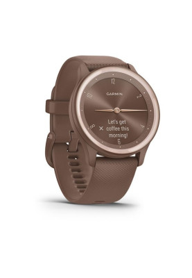 Garmin Vivomove Sport Cocoa Case and Silicone Band with Peach Gold Accents