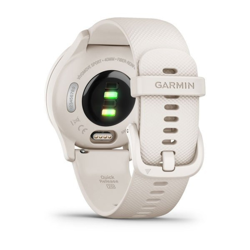 Garmin Vivomove Sport Ivory Case and Silicone Band with Peach Gold Accents