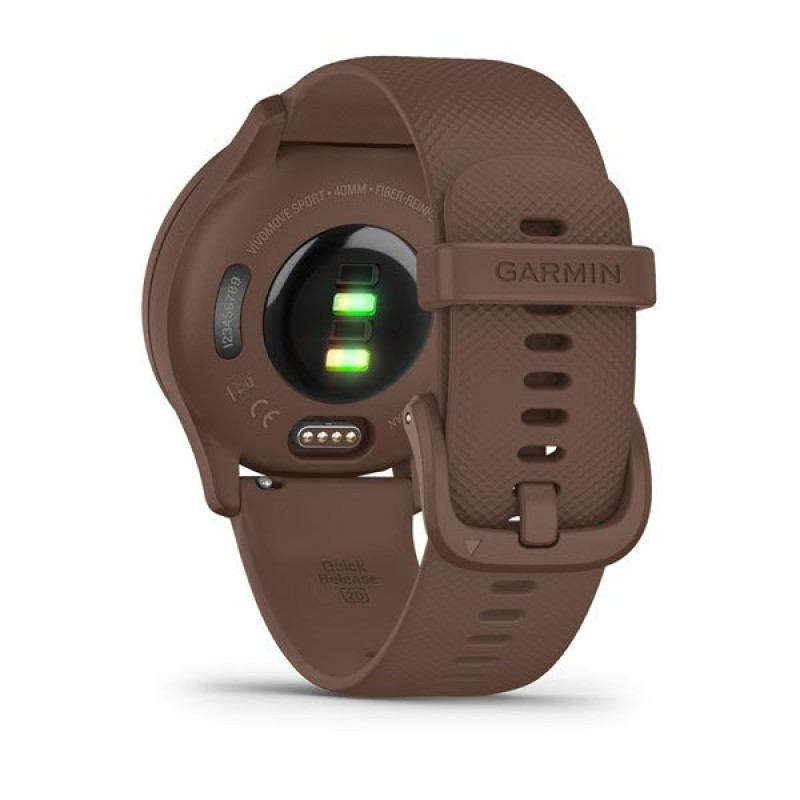 Garmin Vivomove Sport Cocoa Case and Silicone Band with Peach Gold Accents