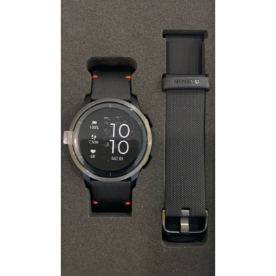 Garmin Venu 2 Slate with Black Leather Band