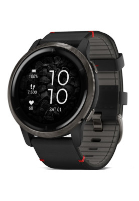 Garmin Venu 2 Slate with Black Leather Band