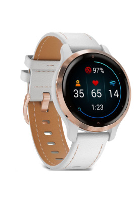 Garmin Venu 2S Rose Gold with White Leather Band