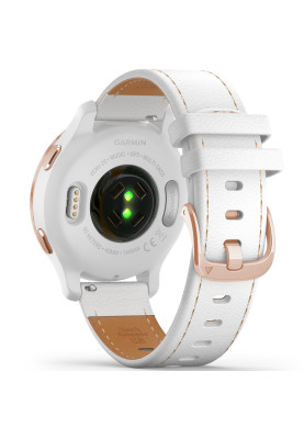 Garmin Venu 2S Rose Gold with White Leather Band