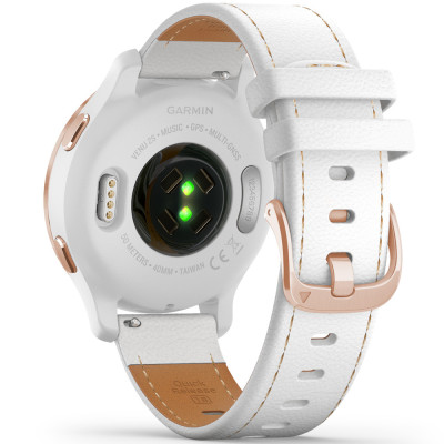 Garmin Venu 2S Rose Gold with White Leather Band