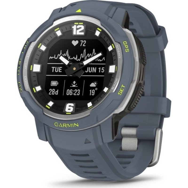 Смарт-годинник Garmin Instinct Crossover з синім силіконовим ремінцем