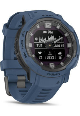 Смарт-годинник Garmin Instinct Crossover Solar з синім силіконовим ремінцем