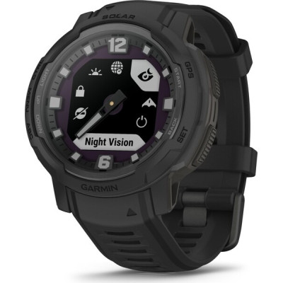 Смарт-годинник Garmin Instinct Crossover Solar з чорним силіконовим ремінцем