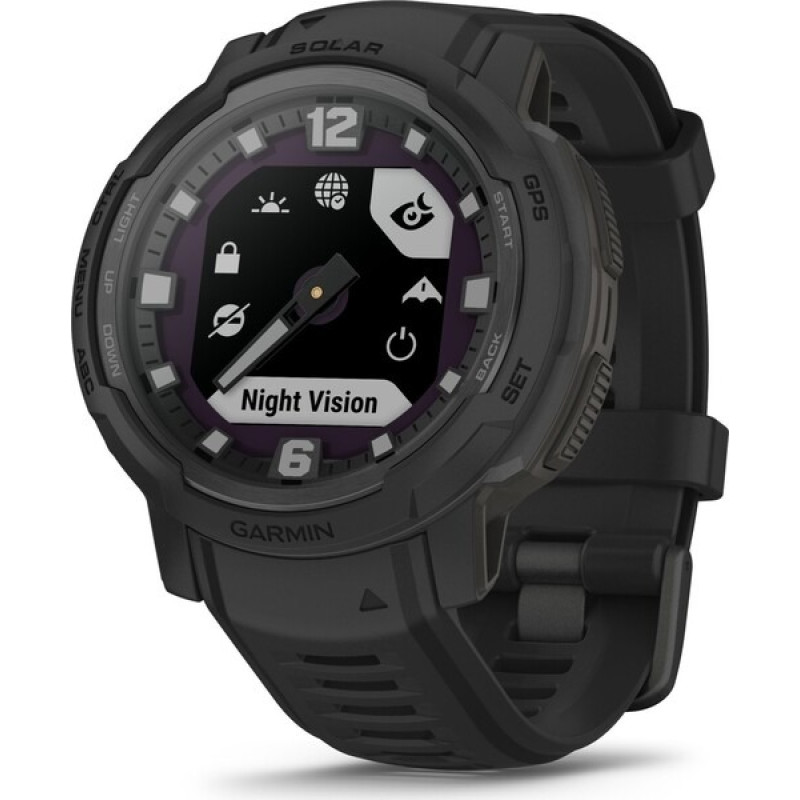 Смарт-годинник Garmin Instinct Crossover Solar з чорним силіконовим ремінцем