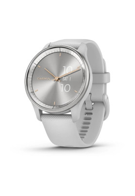 Гібридні смарт-годинник Garmin vivomove Trend Silver з силіконовим ремінцем