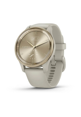 Гібридні смарт-годинник Garmin vivomove Trend Cream Gold з силіконовим ремінцем