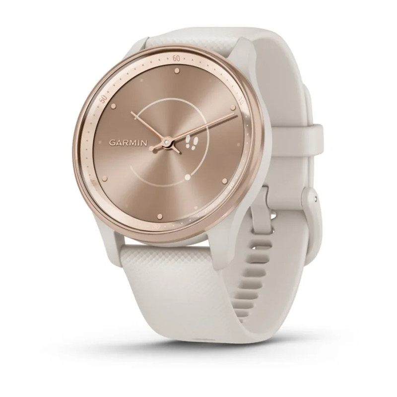 Гібридні смарт-годинник Garmin vivomove Trend Peach Gold з силіконовим ремінцем