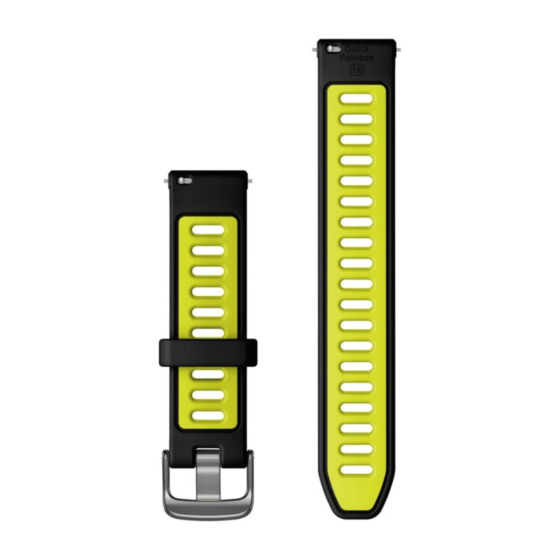 Ремінець для Garmin Forerunner 265s Black/Amp Yellow with Slate Hardware 18mm