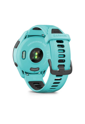 Смарт-годинник Garmin Forerunner 265 корпусом кольору аква з чорним безелем та чорний силіконовим ремінцем